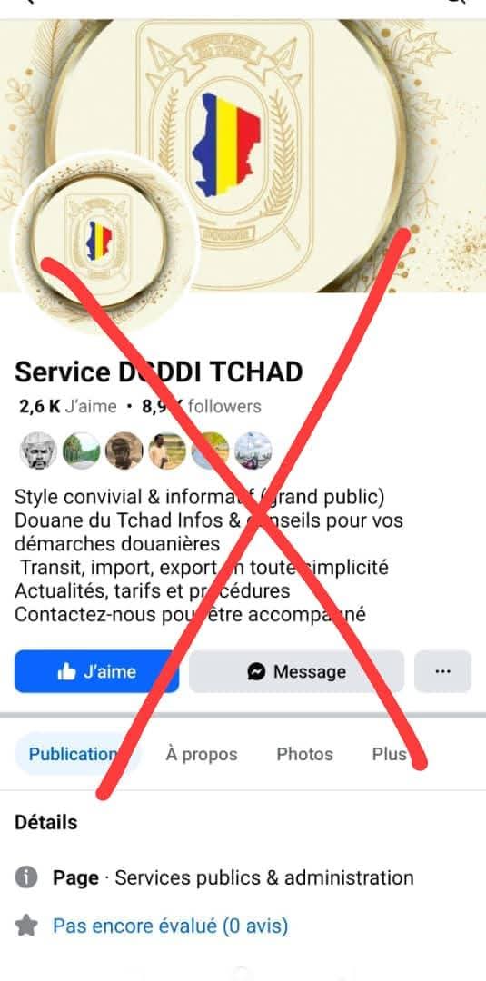 Usurpation d’identité numérique : la DGDDI-TCHAD met en garde contre une page frauduleuse sur les réseaux sociaux