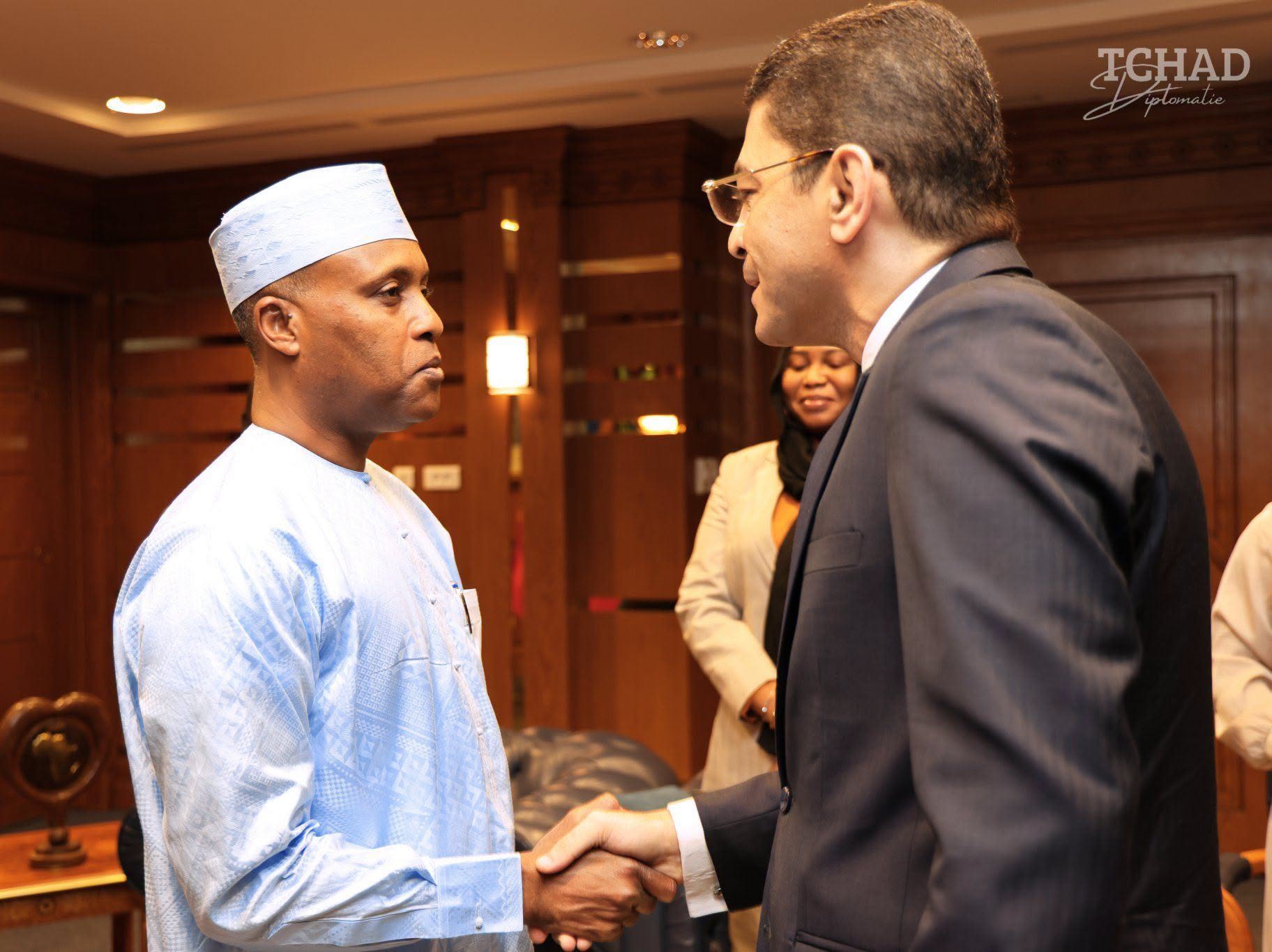 Coopération Tchad–Égypte : Abdoulaye Sabre Fadoul reçoit l’ambassadeur Tarek Youssef en fin de mission